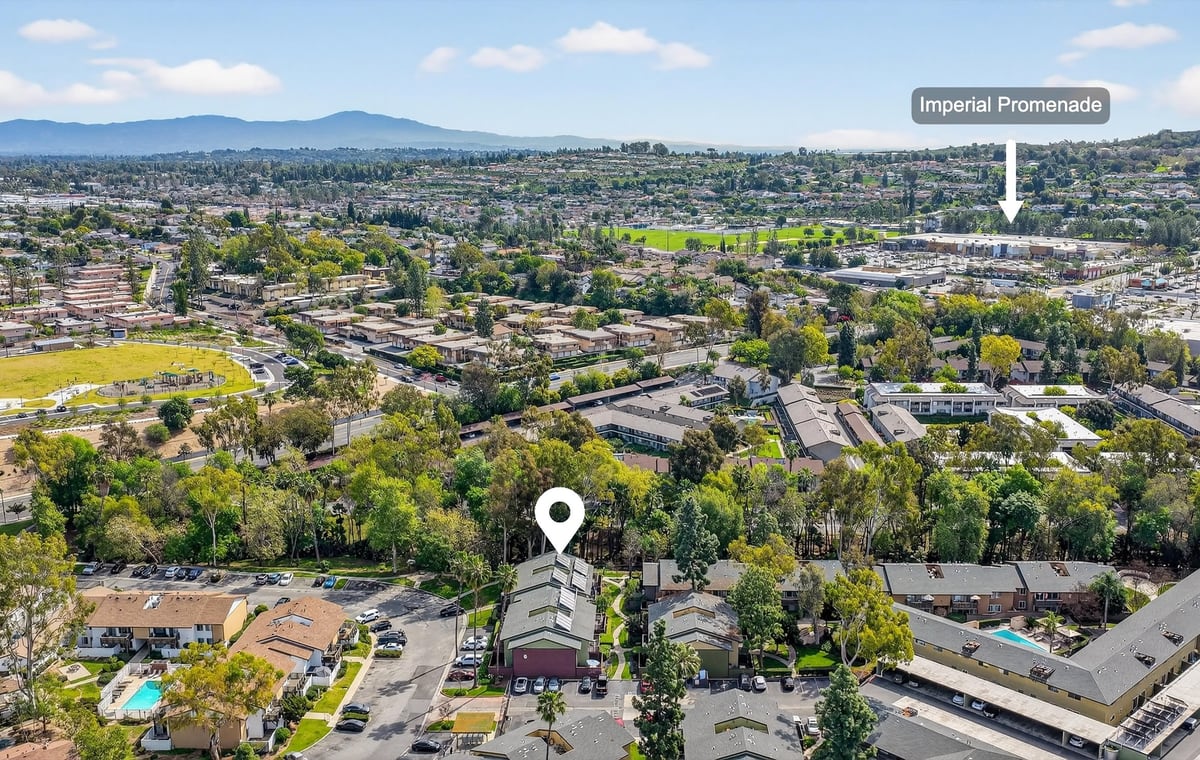 Aerial view near Imperial Promenade in La Habra